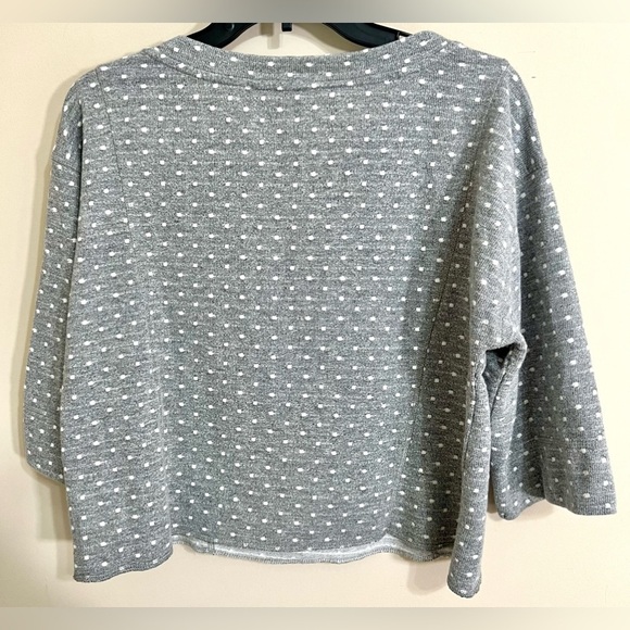 BLU PEPPER Women’s Polka Dot Gray White Crop Top 3/4 Sleeve Comfy Casual Small - Picture 3 of 12